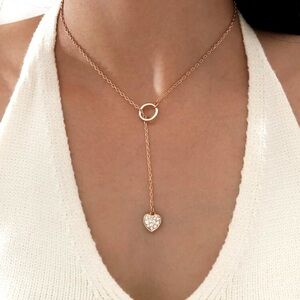 - Gold Heart Lariat Necklace
